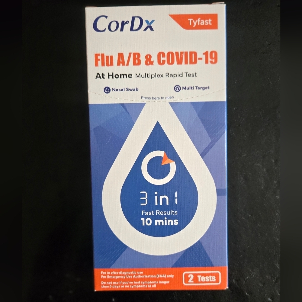 CorDx 3 In 1 Flu A/B & COVID-19 Rapid Test Kit - 2 Test